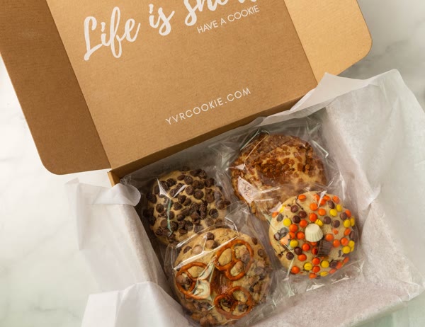 YVR Cookie artisan cookies in branded box